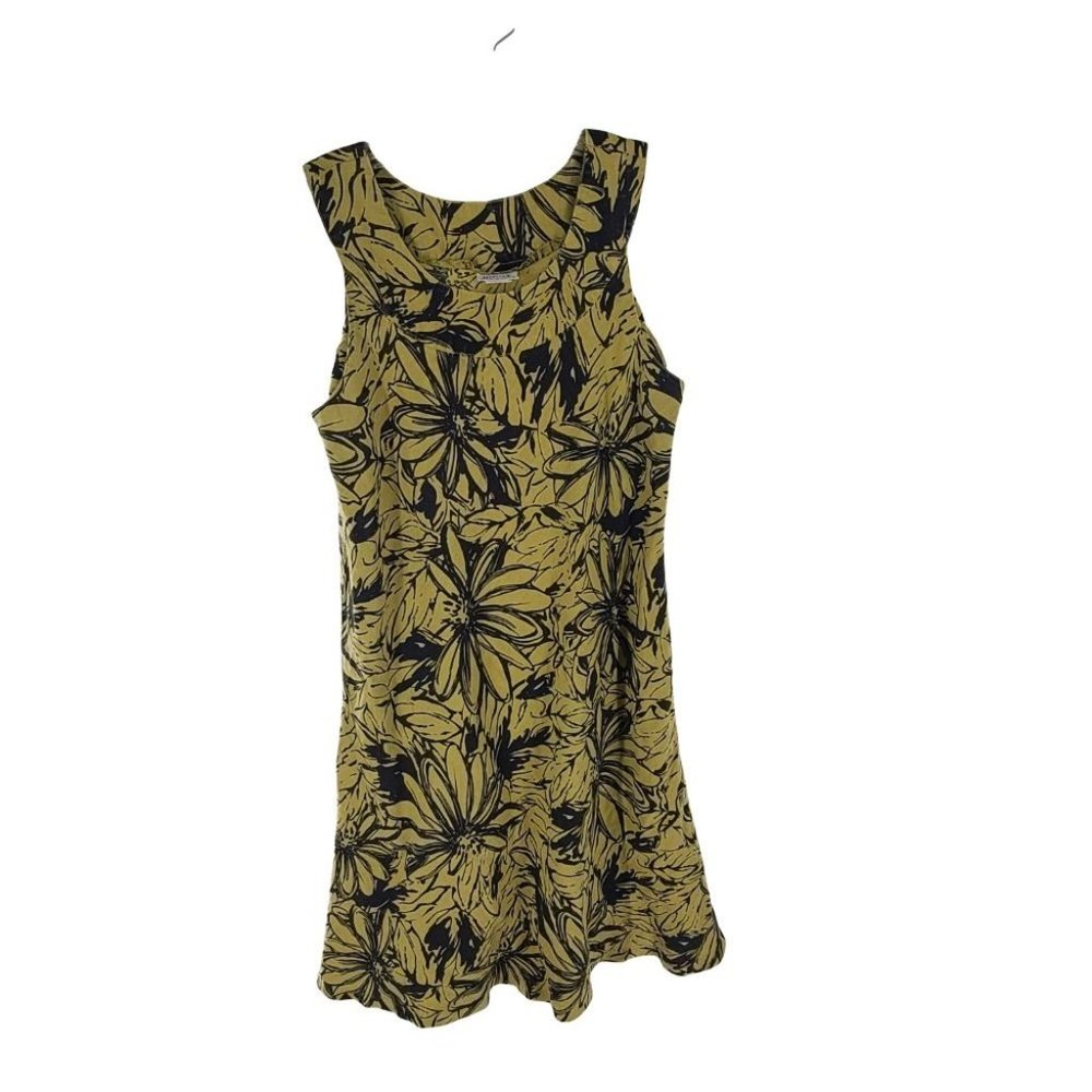 Habitat Womens Sleeveless Fit & Flare Mini Dress Scoop Neck Floral Print Green M